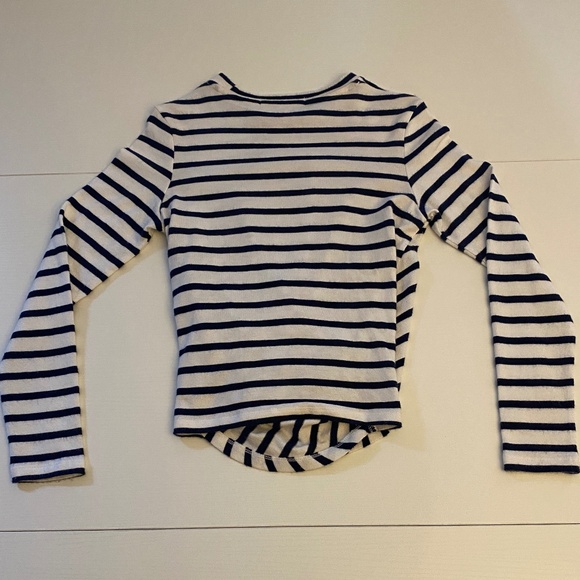 Joe's Jeans Collection Twist Wrap Striped Blouse Navy / Cream Size Small - Picture 4 of 12